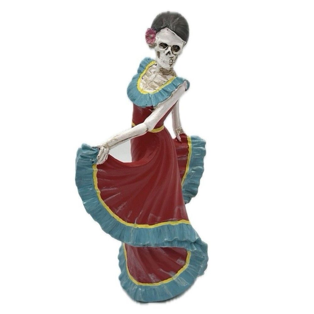 Day of the Dead Sugar Skull Face Senorita Dancer Halloween Table Top Decor 10"